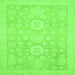 Square Machine Washable Oriental Green Modern Area Rugs, wshabs2721grn