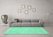 Machine Washable Oriental Turquoise Modern Area Rugs in a Living Room,, wshabs2721turq