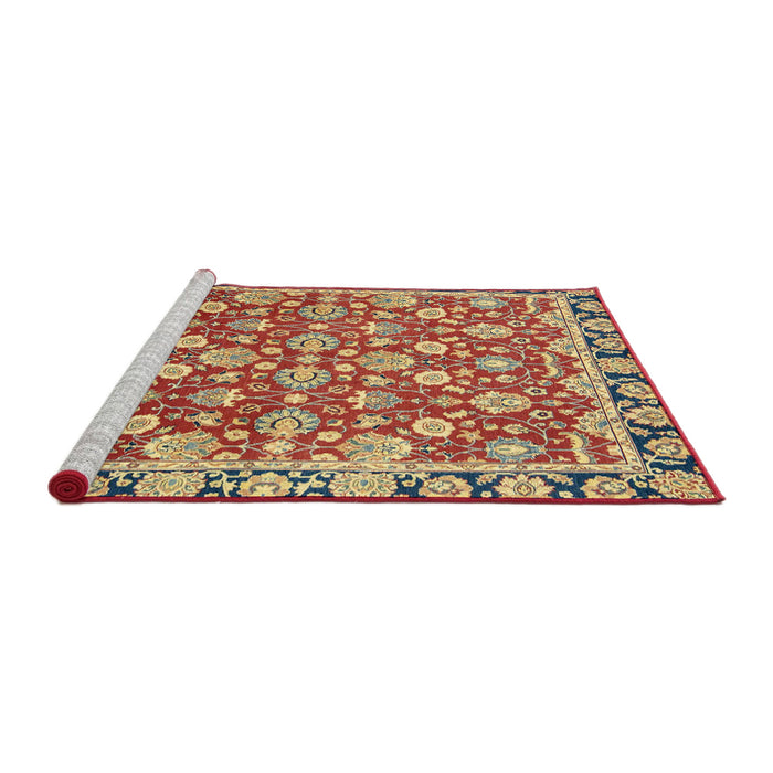 Sideview of Machine Washable Abstract Fire Brick Red Rug, wshabs2722