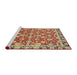 Sideview of Machine Washable Abstract Fire Brick Red Rug, wshabs2722