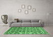 Machine Washable Oriental Emerald Green Modern Area Rugs in a Living Room,, wshabs2722emgrn