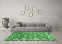 Machine Washable Oriental Emerald Green Modern Rug, wshabs2722emgrn