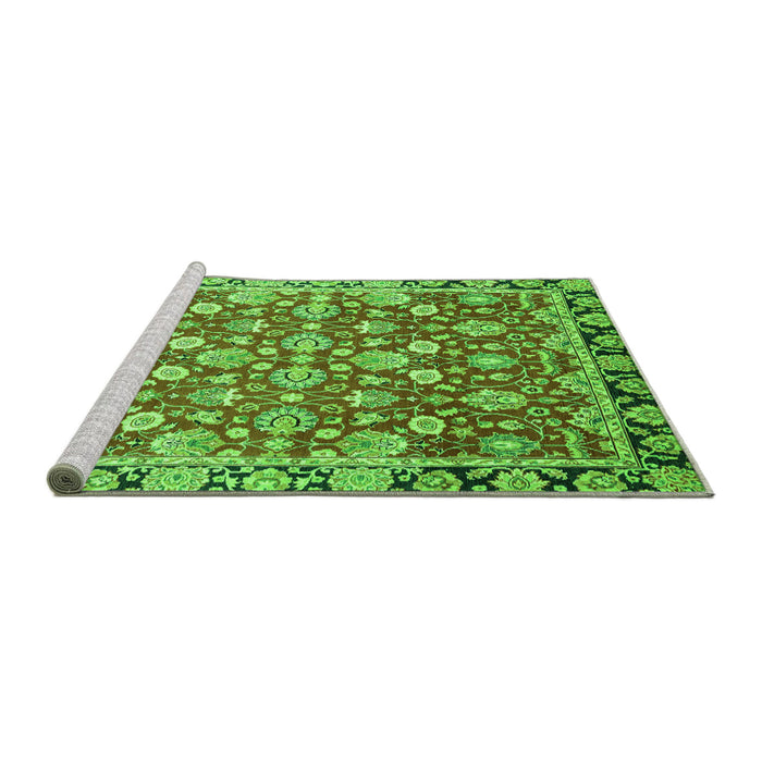 Sideview of Machine Washable Oriental Green Modern Area Rugs, wshabs2722grn