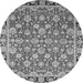 Round Machine Washable Oriental Gray Modern Rug, wshabs2722gry