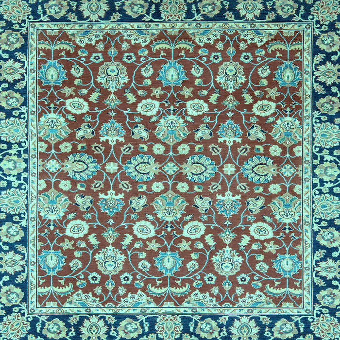 Square Machine Washable Oriental Light Blue Modern Rug, wshabs2722lblu