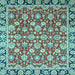 Square Machine Washable Oriental Light Blue Modern Rug, wshabs2722lblu