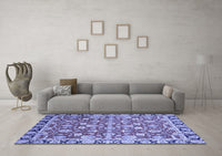 Machine Washable Oriental Blue Modern Rug, wshabs2722blu