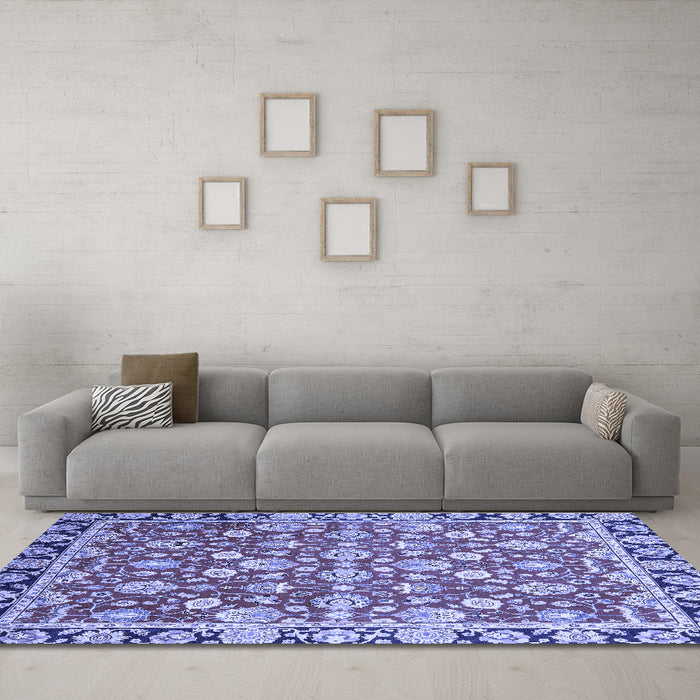 Machine Washable Oriental Blue Modern Rug in a Living Room, wshabs2722blu