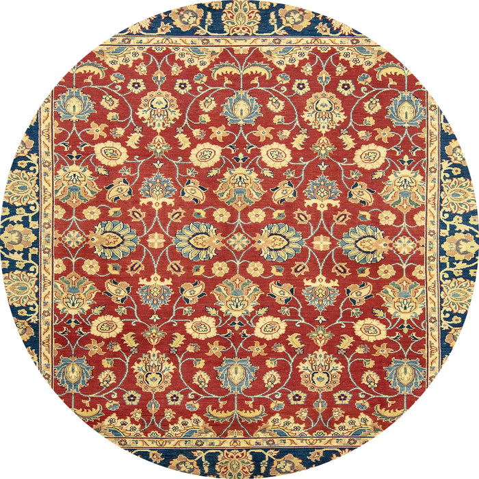 Round Machine Washable Abstract Fire Brick Red Rug, wshabs2722