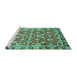 Sideview of Machine Washable Oriental Turquoise Modern Area Rugs, wshabs2722turq