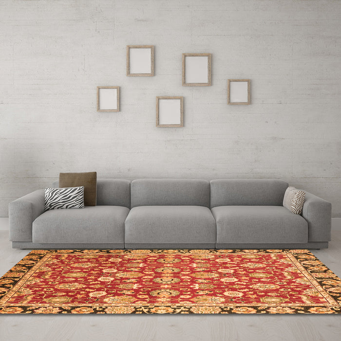 Machine Washable Oriental Orange Modern Area Rugs in a Living Room, wshabs2722org