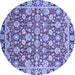 Round Machine Washable Oriental Blue Modern Rug, wshabs2722blu