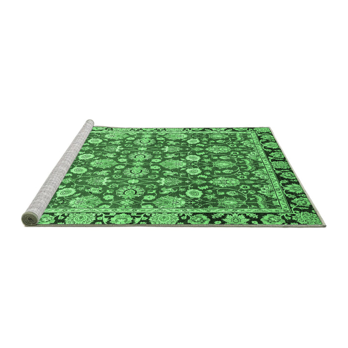 Sideview of Machine Washable Oriental Emerald Green Modern Area Rugs, wshabs2722emgrn