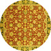 Round Oriental Yellow Modern Rug, abs2722yw