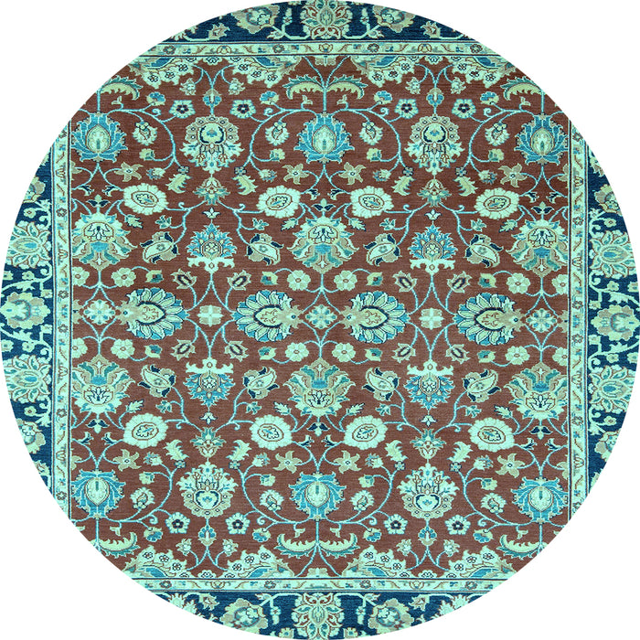 Round Oriental Light Blue Modern Rug, abs2722lblu