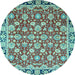 Round Oriental Light Blue Modern Rug, abs2722lblu