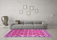 Machine Washable Oriental Pink Modern Rug, wshabs2722pnk