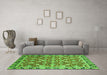 Machine Washable Oriental Green Modern Area Rugs in a Living Room,, wshabs2722grn