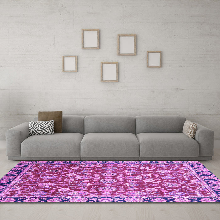 Machine Washable Oriental Purple Modern Area Rugs in a Living Room, wshabs2722pur
