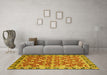 Machine Washable Oriental Yellow Modern Rug in a Living Room, wshabs2722yw