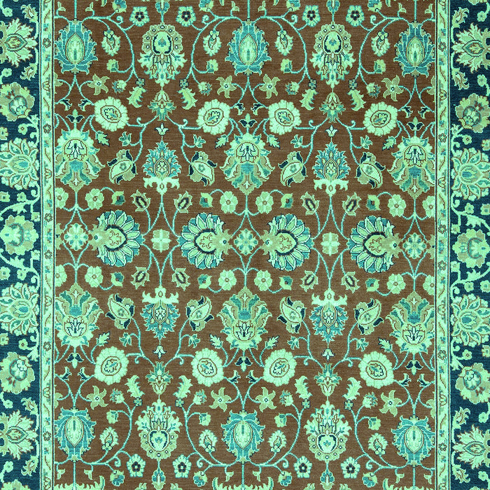 Machine Washable Oriental Turquoise Modern Area Rugs, wshabs2722turq