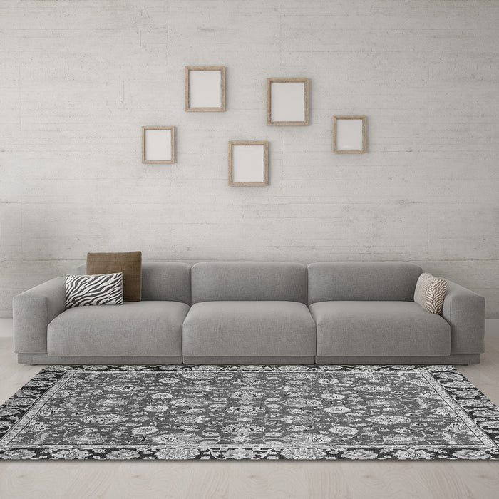 Machine Washable Oriental Gray Modern Rug in a Living Room,, wshabs2722gry