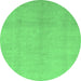 Round Machine Washable Oriental Emerald Green Modern Area Rugs, wshabs2723emgrn