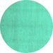 Round Oriental Turquoise Modern Rug, abs2723turq