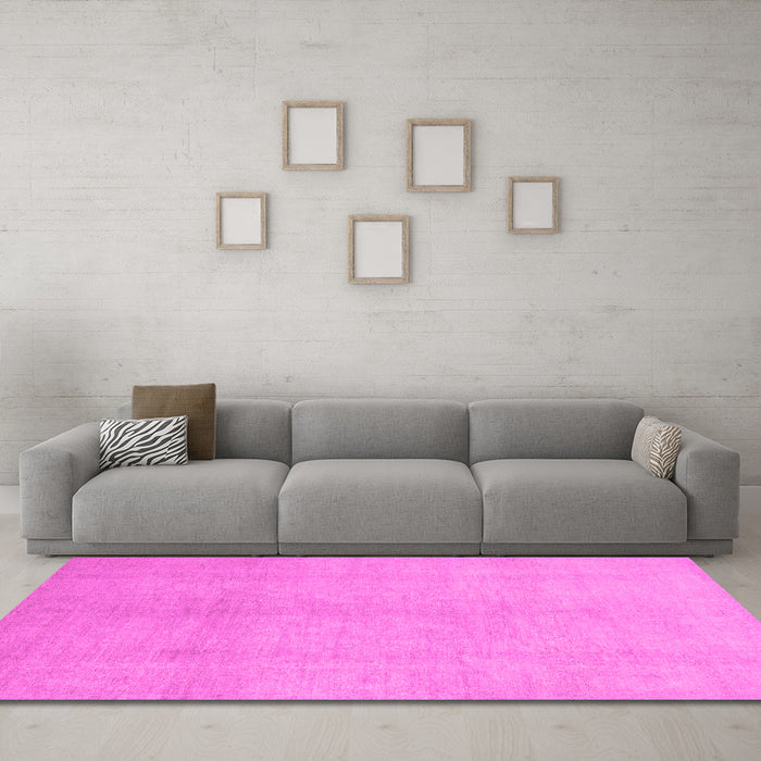 Machine Washable Oriental Pink Modern Rug in a Living Room, wshabs2723pnk