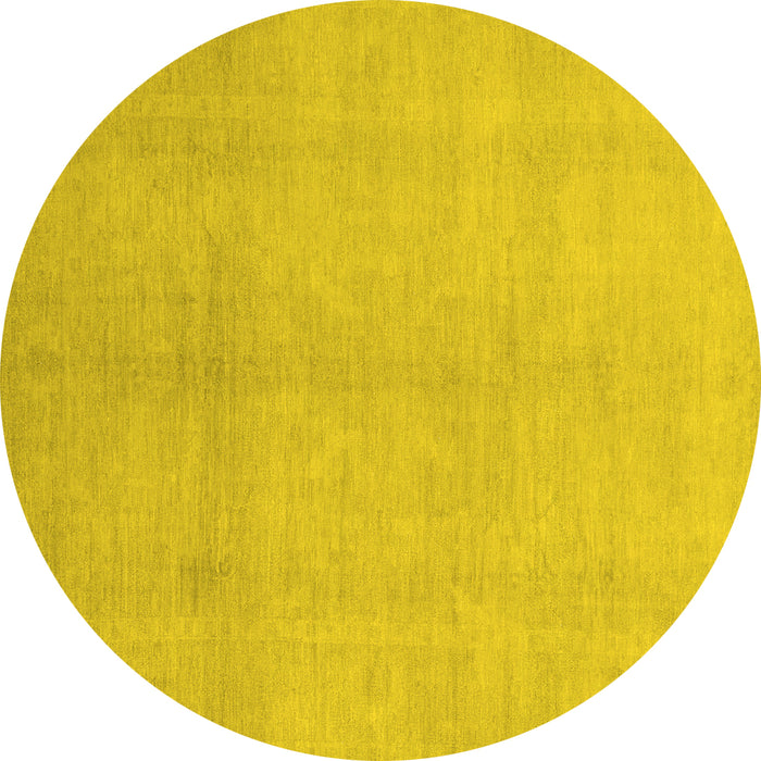 Round Machine Washable Oriental Yellow Modern Rug, wshabs2723yw