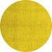 Round Machine Washable Oriental Yellow Modern Rug, wshabs2723yw