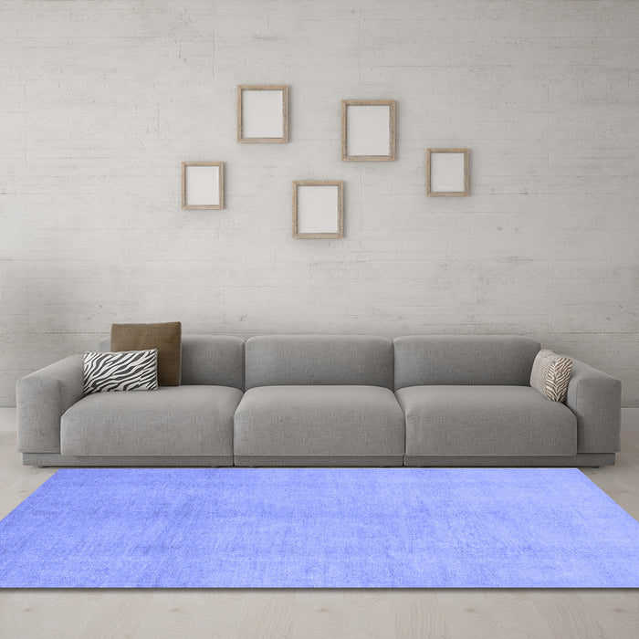 Machine Washable Oriental Blue Modern Rug in a Living Room, wshabs2723blu
