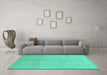 Machine Washable Oriental Turquoise Modern Area Rugs in a Living Room,, wshabs2723turq