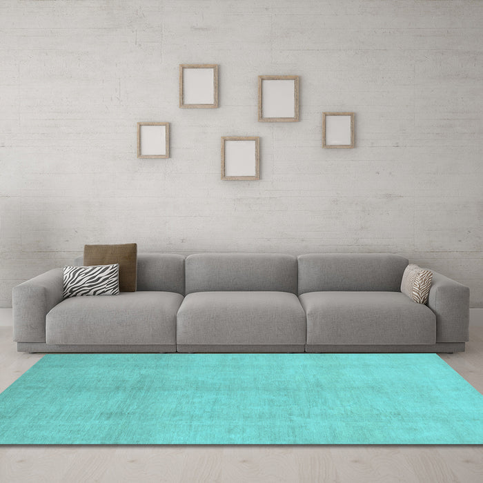 Machine Washable Oriental Light Blue Modern Rug in a Living Room, wshabs2723lblu