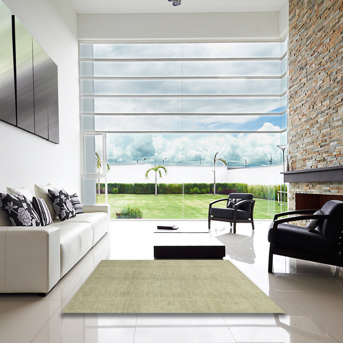 Square Abstract Brown Oriental Rug in a Living Room, abs2723