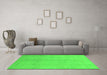 Machine Washable Oriental Green Modern Area Rugs in a Living Room,, wshabs2723grn