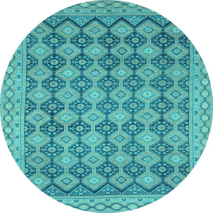 Round Abstract Light Blue Modern Rug, abs2724lblu