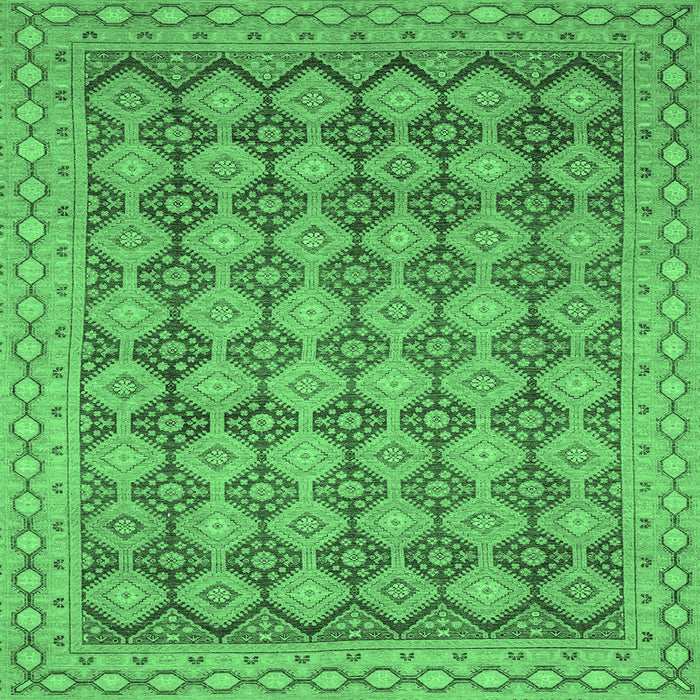 Square Abstract Emerald Green Modern Rug, abs2724emgrn
