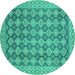 Round Machine Washable Abstract Turquoise Modern Area Rugs, wshabs2724turq