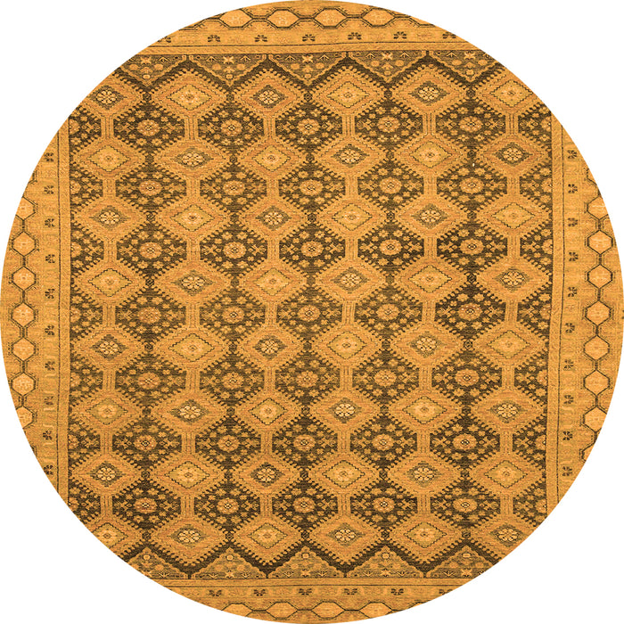 Round Machine Washable Abstract Orange Modern Area Rugs, wshabs2724org