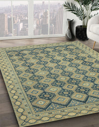 Abstract Dark Khaki Green Modern Rug, abs2724