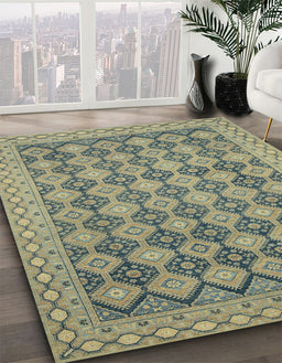 Abstract Dark Khaki Green Modern Rug in Family Room, abs2724