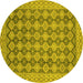 Round Machine Washable Abstract Yellow Modern Rug, wshabs2724yw