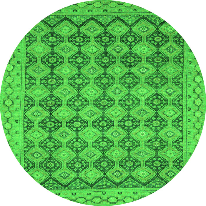 Round Abstract Green Modern Rug, abs2724grn