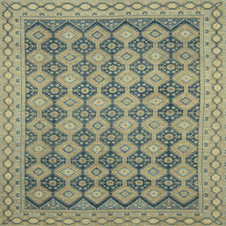 Square Abstract Dark Khaki Green Modern Rug, abs2724