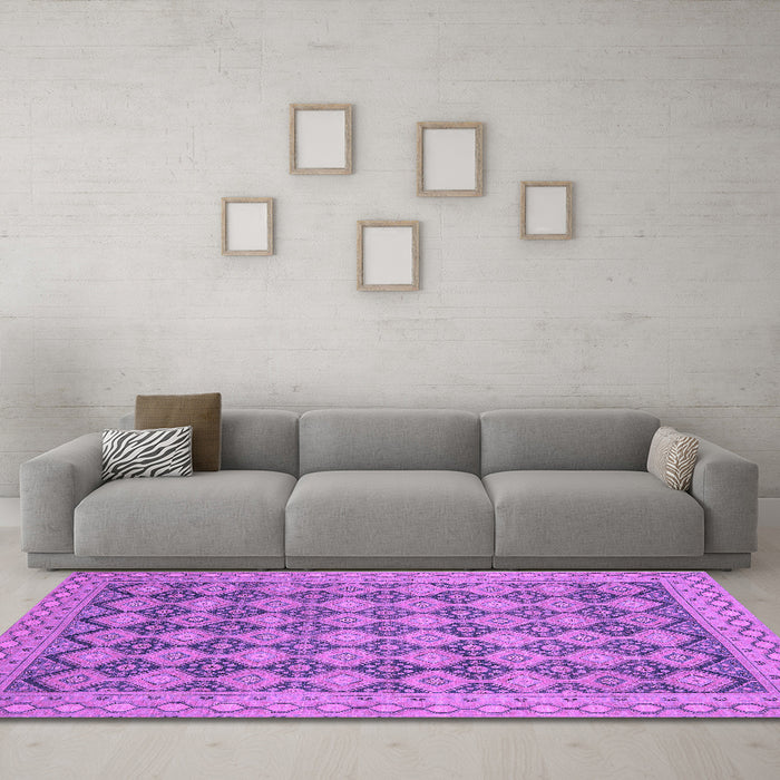 Machine Washable Abstract Purple Modern Area Rugs in a Living Room, wshabs2724pur