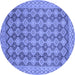 Round Machine Washable Abstract Blue Modern Rug, wshabs2724blu