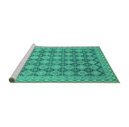 Sideview of Machine Washable Abstract Turquoise Modern Area Rugs, wshabs2724turq