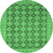 Round Abstract Emerald Green Modern Rug, abs2724emgrn