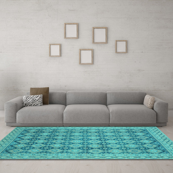 Machine Washable Abstract Light Blue Modern Rug in a Living Room, wshabs2724lblu